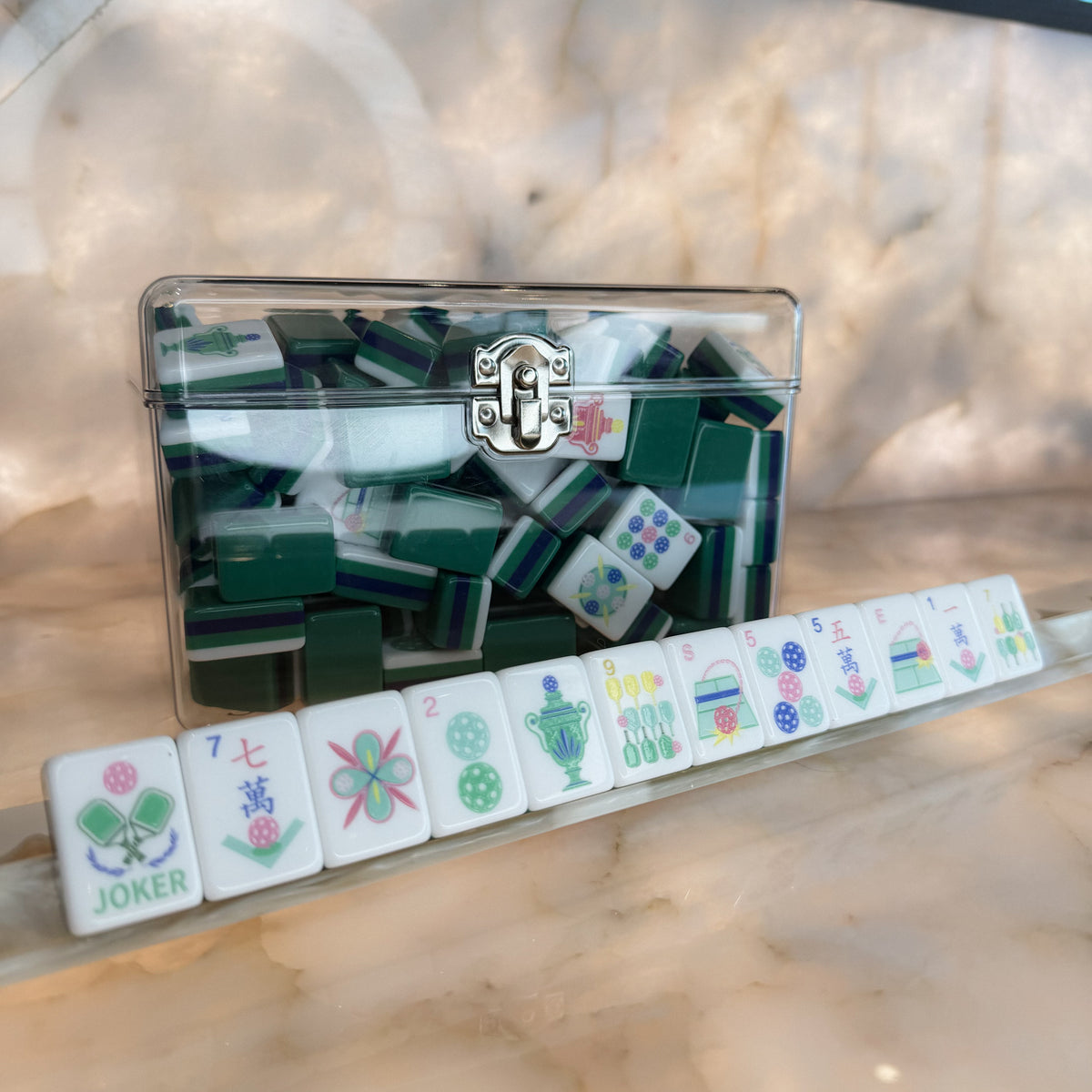 EMERALD American Mahjong Tiles: Pickleball Motif