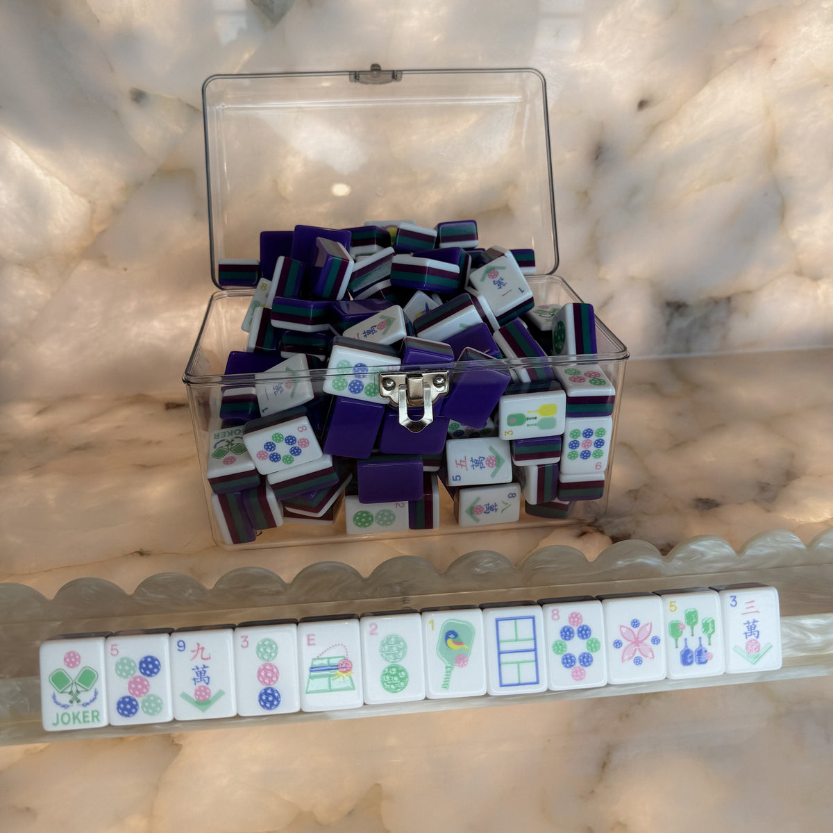 Royal Purple Pickleball American Mahjong Tiles- Luxury Acrylic Mahjong Set