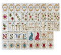 Limited Edition Mother of Pearl Mahjong Tiles: Engraved Golden Motif Set