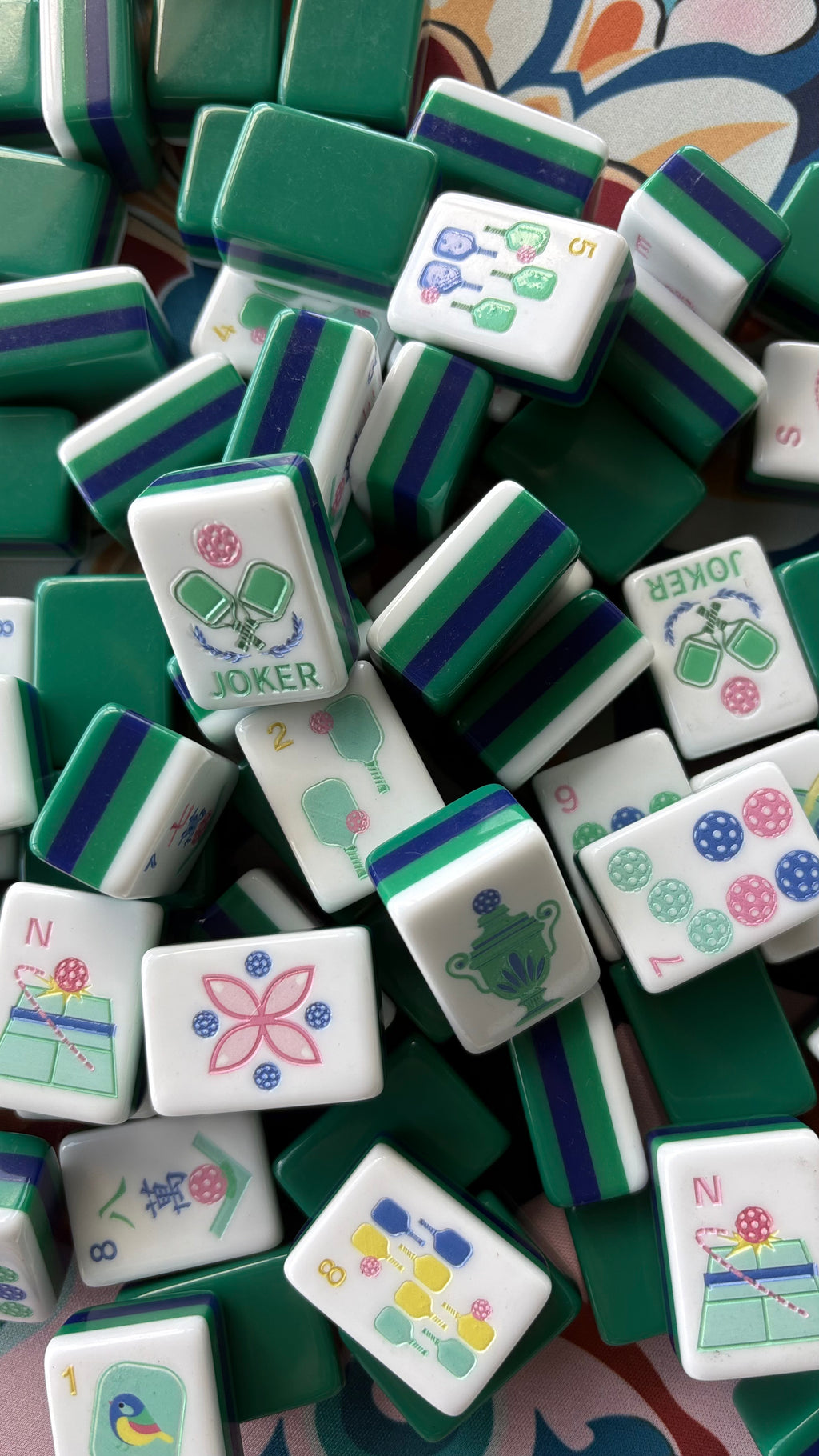 LIMITED EDITION Emerald Pickleball American Mahjong 160 Engraved/Acrylic Tiles