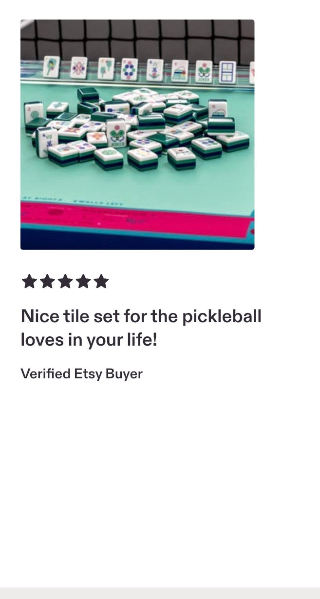 EMERALD American Mahjong Tiles: Pickleball Motif