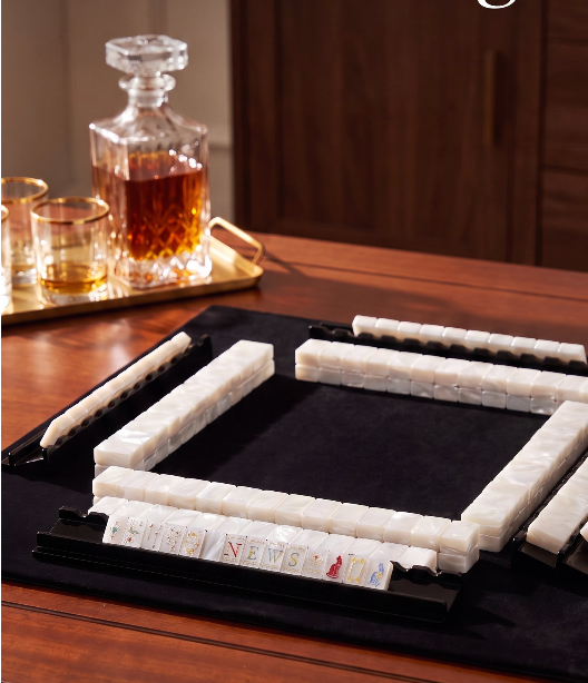 Pearl White & Golden Cat American Mahjong Tiles- Luxury Acrylic Mahjong Set